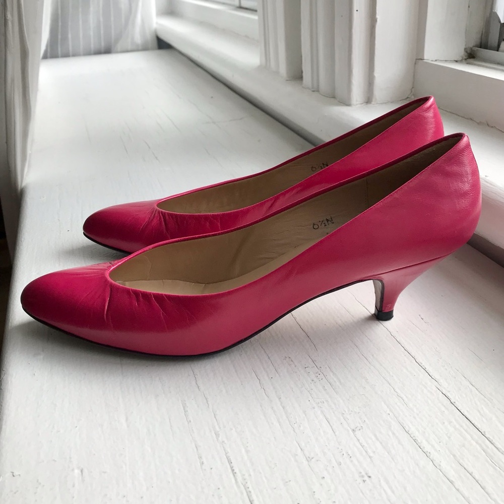 VINTAGE EVAN PICONE | Leather hot pink barbie heel pumps